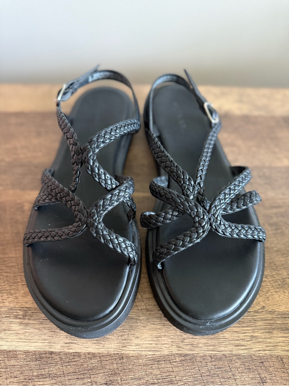 Old Navy Black Braided-Strap Comfort Sandals
